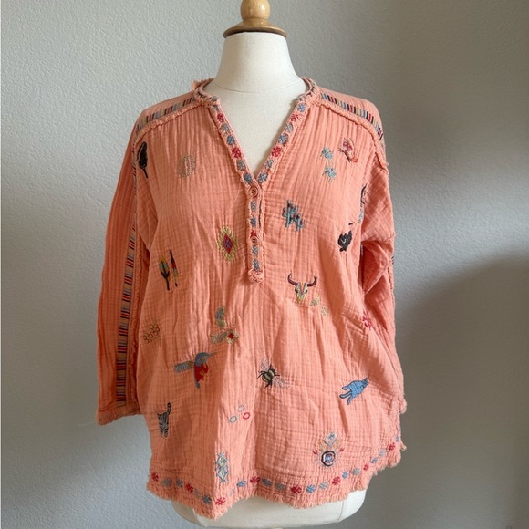 Johnny Was Pete&Greta | Coral Embroidered Blouse - S - Picture 2 of 4